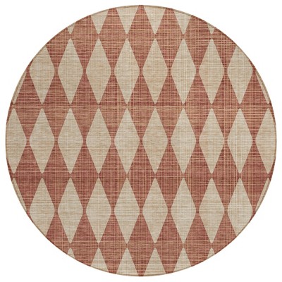 Orange And Copper Geometric Washable Indoor Outdoor Area Rug