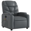 vidaXL Massage Recliner Chair - Gray Faux Leather, Manual Reclining, 6-Point Vibration, Cup Holders, Living Room Seating - 3 of 4