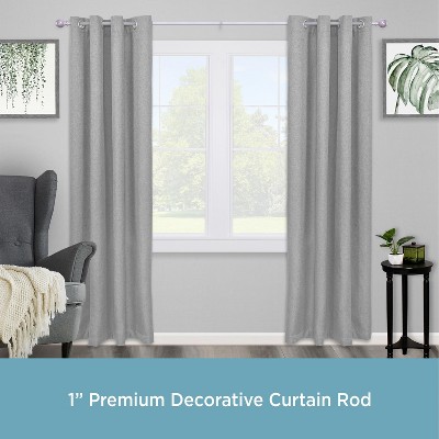 Pewter Telescoping Decorative Curtain Rod with Ball Finials