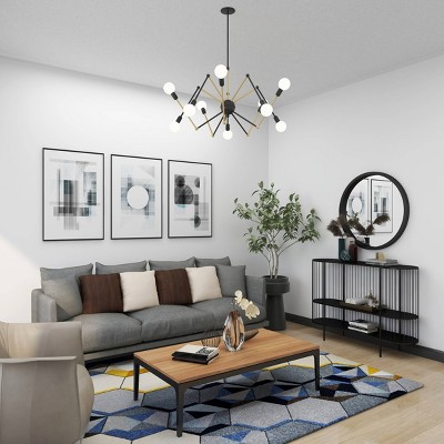 Sleek Black Metal Console Table with Dual Storage Shelves