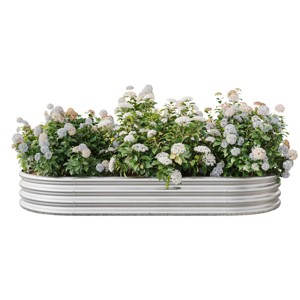 SEVOBAL Planters Raised Garden Bed Outdoor, Oval Large Metal Raised Planter Bed for Plants, Vegetables, Flowers, Silver, 88.98"*44.68"*11.42" - 1 of 4