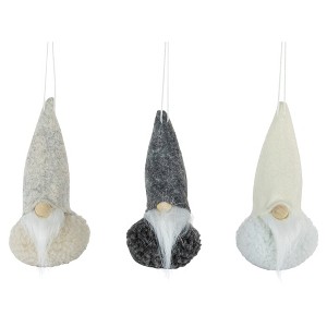 Northlight 3ct Plush Santa Gnomes Christmas Ornament Set 4.75" - Gray/Cream White - 1 of 4