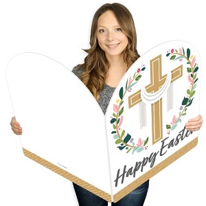 Big Dot of Happiness Religious Easter - Christian Holiday Giant Greeting Card - Big Shaped Jumborific Card - 1 of 4