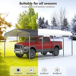 Carport, Metal Carport - Heavy Duty with Galvanized Steel Roof & Frame, All-Weather Protection, Easy Assembly for Cars, Trucks, Boats (Gray) - 1 of 4