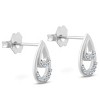 Pompeii3 1/10ct Diamond Pear Shape Dangle Petite Earrings 14k White Gold - 2 of 4