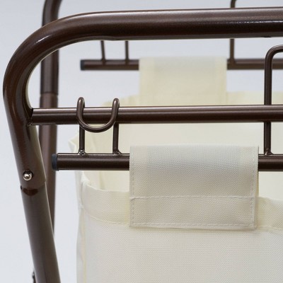 Bronze Collapsible Rolling Laundry Hamper with Canvas Bag