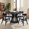 5 PCS Round Dining Table Set Dining Set with 4 Upholstered Dining Chairs&Rubber Wood Table, Walnut/Black-ModernLuxe - 2 of 4