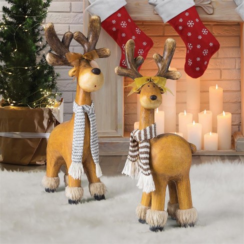 Design Toscano Santa's Second Team Holiday Reindeer Statues: Set Of Two ...