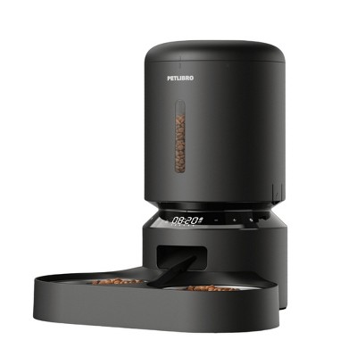 Dual Tray Black Stainless Steel Automatic Pet Feeder