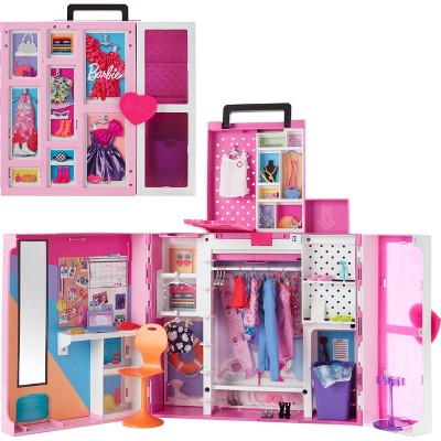 Doll Clothes Wardrobe Storage Organizer Closet For Doll Girl Toy Gift