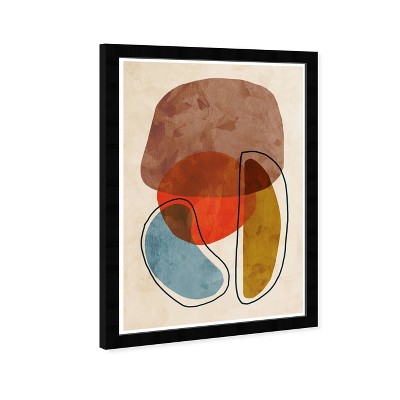 13" x 19" Shaped Together Abstract Framed Wall Art Brown - Wynwood Studio