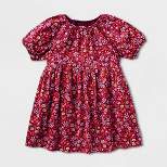 Toddler Girls' Adaptive Short Sleeve Woven Dress - Cat & Jack™ Burgundy