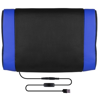 Black and Blue Ergonomic Reclining Gaming Chair with Footrest