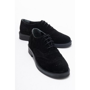 Avra - Black Suede Leather Oxford Shoes (Women) | Forever & Always Shoes - 1 of 4