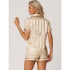cheibear Women's Silky Satin Nightwear with Shorts Lounge Sleepwear Pajama Set - 3 of 4
