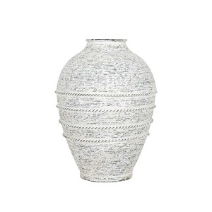 Braided Stripe Urn Vase White Metal by Foreside Home & Garden - 1 of 4