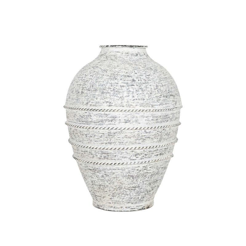Braided Stripe Urn Vase White Metal by Foreside Home & Garden, 1 of 8