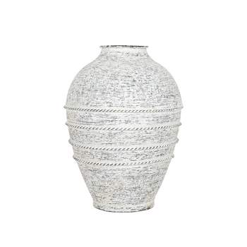 Braided Stripe Urn Vase White Metal by Foreside Home & Garden