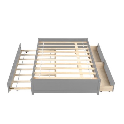 NicBex Full Size Platform Bed with Twin Trundle and 2 Drawers for Adults/Boys/Girls