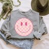 Simply Sage Market Women's  Garment Dyed Graphic Sweatshirt Pink Checker Smiley Face - 3 of 4
