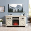 60" Modern Farmhouse TV Media Stand with 2 Doors Cabinet and 18" Electric Fireplace Insert, Large Barn-Style Entertainment Console for Living Room - 2 of 4