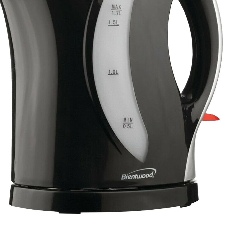 Brentwood 1.7 Liter Cordless Plastic Tea Kettle in Black and Silver, 3 of 6