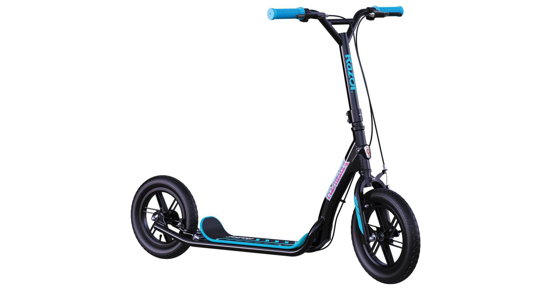 Razor Flashback Kick Scooter - Black: Steel Frame, Hand Brake, 220 lb Capacity