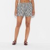 Women's Seersucker Plaid Flannel Boxer Shorts - Navy Blue - 2 of 3