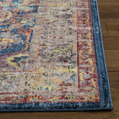 Coastal Breeze Blue and Light Grey 27" Synthetic Easy Care Rug