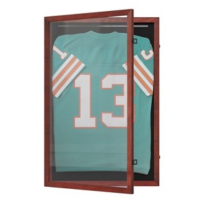 Flash Furniture Banks Jersey Display Case with Solid Pine Wood Frame, UV Treated Acrylic Window, Fabric Backing Board, and Anti-Theft Lock - 1 of 4