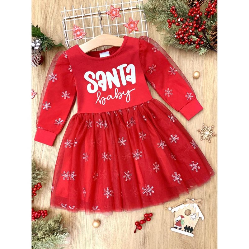 Girls Santa Baby Christmas Tutu Dress - Mia Belle Girls, 4 of 7