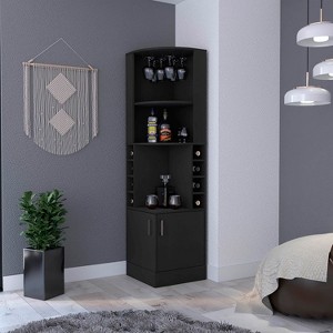 Gulches 8 Bottle Wine Rack with Glass Rack, Double Bottom Cabinets FSC Certified, CPSIA and TSCA Compliant,Assembly Required - 1 of 4