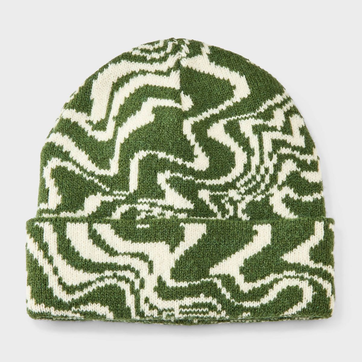 Boys' Swirled Beanie Knit Hat - Cat & Jack™ Cream/Green