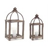 Home Lanterns Wood Frame, Metal Lid & Glass – Set of 2 by Melrose - 2 of 3
