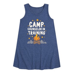 Girls' - Instant Message - Camp Counselor In Training Graphic Sleeveless Aline Dress - 1 of 4