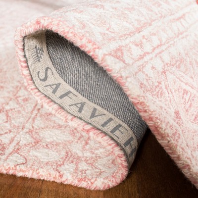 Charming Pink/Ivory Hand-Tufted Wool Rectangular Area Rug 9' x 12'
