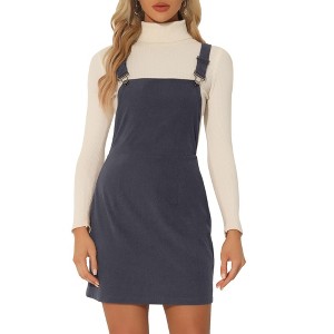 INSPIRE CHIC Women's Adjustable Strap Pinafore Bib Corduroy Overalls Floral Dress - 1 of 4