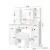 Makeup Vanity Desk with Mirror and Lights, Makeup Table Set with Stool, Adjustable Brightness Dressing Table with Drawers and Cabinet for Bedroom - 3 of 4
