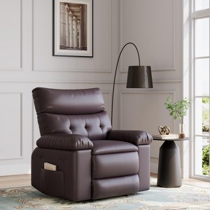 Oversized Wide Recliner Chair with Heat & Massage - PU Leather Manual Recliner for Adults, Comfort Lazy Chair with 1.5X Sponge Filling - 1 of 4