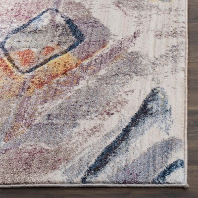 Lavender and Light Grey Synthetic Geometric 9' x 12' Area Rug