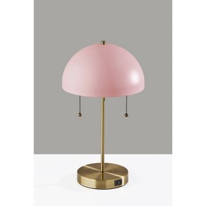 Bowie Antique Brass Table Lamp Light Pink - Adesso: Vintage-Inspired, Dual Pull Chain, ETL Listed, No Assembly Required - 1 of 1