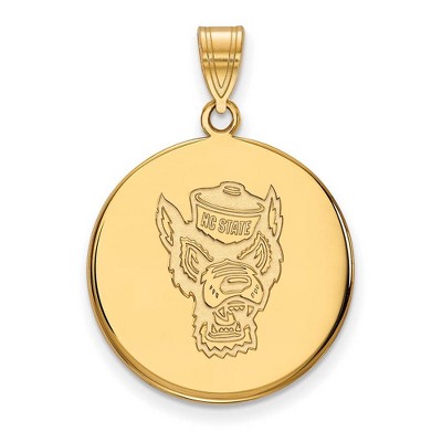 Black Bow Jewelry 10k Yellow Gold North Carolina State Wolfpack NCAA Large Pendant