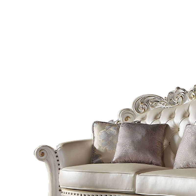 113&#34; Vendome Sofa Champagne Synthetic Leather and Antique Pearl Finish - Acme Furniture, 5 of 9