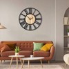 20 Inch Large Wall Clock Living Room Bedroom Decor Metal Silent Non Ticking Analog Clock Wooden Roman Numerals 50cm - 3 of 4