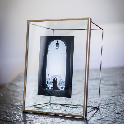 Antique Brass 8x10 Metal Floating Photo Frame