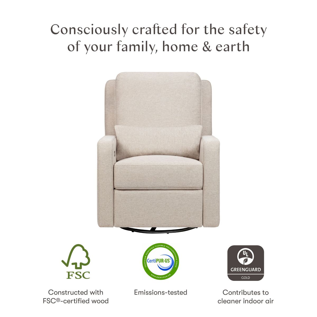 Babyletto Sigi Electronic Recliner and Swivel Glider with USB port - Performance Beach Eco-Weave - thumbnail 5