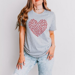 Simply Sage Market Women' Valentine Leopard Heart Short Sleeve Graphic Tee - 1 of 4