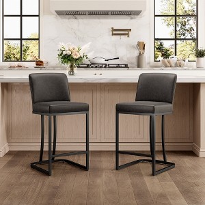 Captiva Designs 24 inch Height Bar Stool with Faux Leather & Padded Seat and Back & Sturdy Steel Frame - 1 of 4