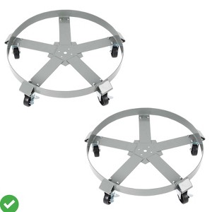 2-Pack 55 Gallon Heavy Duty Drum Dolly - 1250LB Capacity Barrel Cart w/5 Swivel Casters Reinforced Cross Braces & Steel Frame - 1 of 4