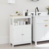 Costway Bathroom Floor Cabinet Freestanding Storage Organizer with 2 Doors Open Compartment Black/White - 2 of 4